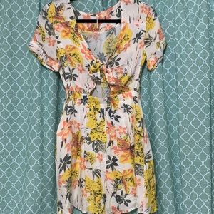 Free People Tie Front Floral Mini Dress